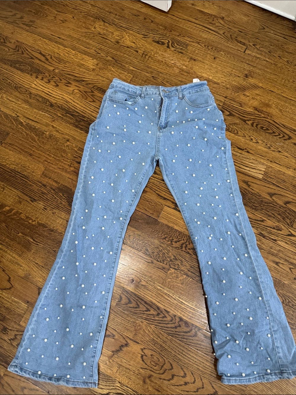 Embellished pearl jeans - large